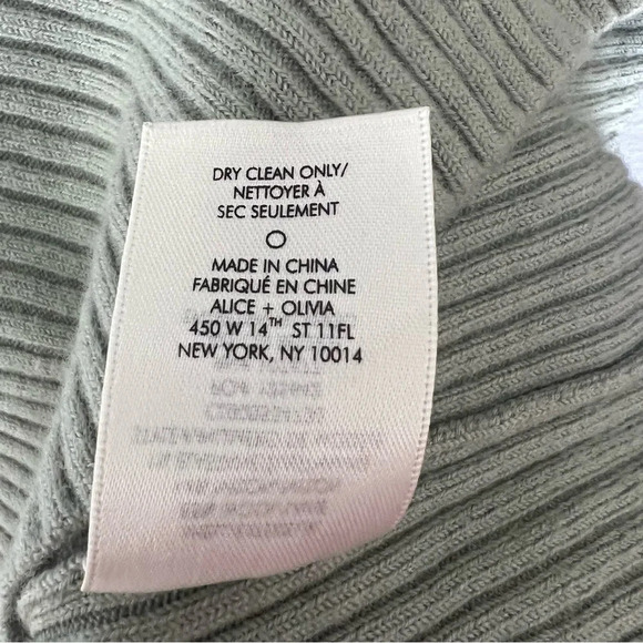 alice + olivia Leo Side Slit Wool Blend Sweater Midi Skirt Sage Green - Picture 8 of 10